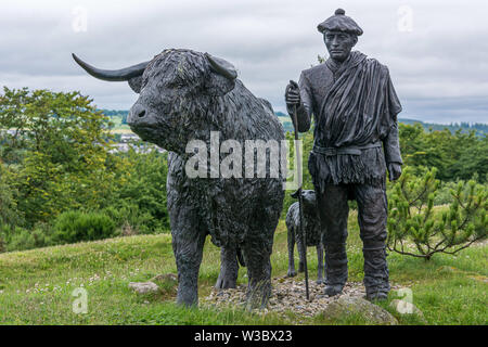 Highland Drover Statue in Dingwall Mart Stockfoto