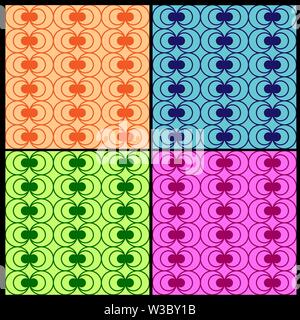 Eingestellt von mehrfarbigen nahtlose Muster von Kreisen und Kreisen. Moderne zufällige Farben. Ideal für Textilien, Verpackung, Papier drucken, einfache Hintergründe Stock Vektor