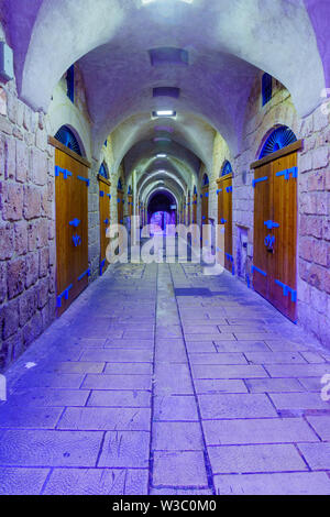 Akko, Israel - 08 Juli, 2019: Blick in die restaurierten Türkischen Basar in der Altstadt von Akko (Akko), Israel Stockfoto