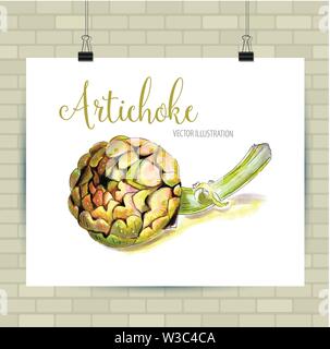 Schöne vektor Hand gezeichnet Gemüse Illustration. Artischocke Bild, Skizze. Stock Vektor