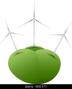 Wind Turbine Logo auf weißem Hintergrund. Stock Vektor