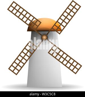 Windmühle auf einem weißen Hintergrund. Vector Illustration Stock Vektor