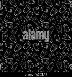 Satz von Vector Illustration der Gläser. Gläser für Alkohol und Wasser. Gravur Stil nahtlose Muster. Stock Vektor