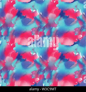 Blau und Rot Aquarell Hintergrund, Vektor nahtlose Muster Fliesen Stock Vektor