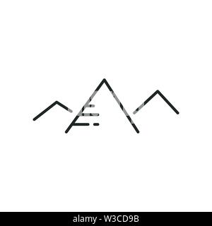 Berge und Sonne Flachbild lineare Symbol in den Farben Schwarz und Weiß. Linie vektor Symbol für Websites und mobile minimalistisch flache Bauform. Stock Vektor