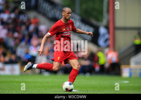 Bradford, Großbritannien. 14. Juli, 2019. 14. Juli 2019, Nördliche Werbung Stadion, Bradford, England; vor Saisonbeginn Freundlich, Bradford City gegen Liverpool; Fabinho (03) von Liverpool mit dem Ball Credit: Craig Milner/News Bilder der Englischen Football League Bilder unterliegen DataCo Lizenz Credit: Aktuelles Bilder/Alamy leben Nachrichten Stockfoto