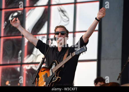 Glasgow, UK. 14. Juli, 2019. George Esra live im Konzert an TRNSMT Music Festival auf der großen Bühne. Credit: Colin Fisher/Alamy leben Nachrichten Stockfoto