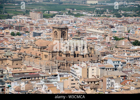 Eine Luftaufnahme der Kathedrale von Granada Spanien Stockfoto