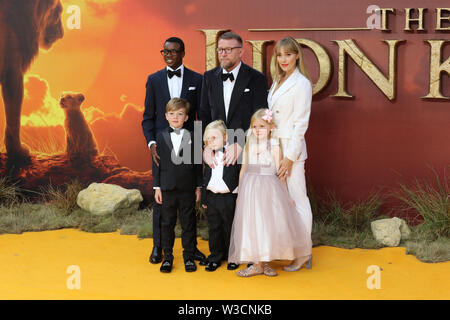 David Banda Mwale Ciccone Ritchie, Guy Ritchie und Jacqui Ainsley, Der König der Löwen - Europäische Premiere, Leicester Square, London, UK, 14. Juli 20. Stockfoto