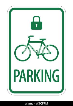Einfache grüne Fahrrad Parkplatz Zeichen Symbol Vektor Illustration Stock Vektor