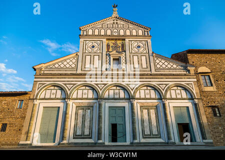 Fassade der Basilika von San Miniato al Monte. Florenz. Italien Stockfoto