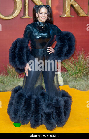 London, Vereinigtes Königreich. 14. Juli 2019. Rosalia besucht die 'König der Löwen' Europäische Premiere im Odeon Luxe, Leicester Square statt. Credit: Peter Manning/Alamy leben Nachrichten Stockfoto