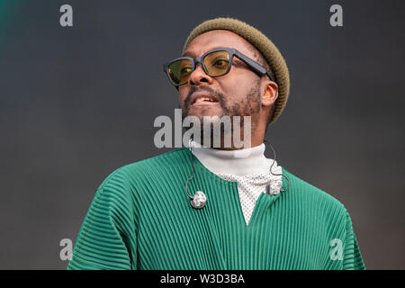 London, Großbritannien. 14. Juli, 2019. Die Black Eyed Peas, Will.I.Am, die während der britischen Sommer Festival, im Hyde Park Credit: Jason Richardson/Alamy leben Nachrichten Stockfoto