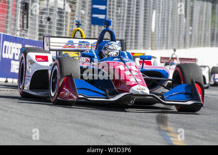 Toronto, Ontario, Kanada. 14. Juli, 2019. VERIZON Indycar Series Treiber Tony Kanaan (14) Rennen in der Verizon Indycar Series Honda Indy Toronto Rennen in Toronto, Kanada Kredit statt: Engel Marchini/ZUMA Draht/Alamy leben Nachrichten Stockfoto