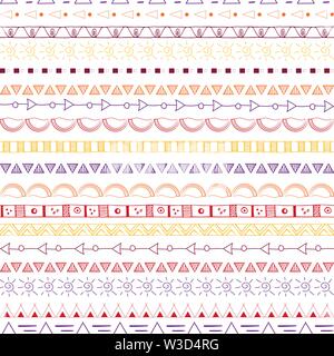 Hand tribal nahtlose Hintergrund in einer warmen Farbpalette erstellt Stock Vektor