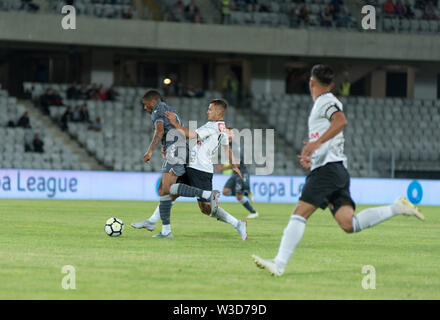 CLUJ Napoca, Rumänien - 12. JULI 2019: FC Universitatea Cluj, ein freundliches Fußballspiel gegen PAOK Saloniki Fussball Club aus Griechenland in der Sind Stockfoto