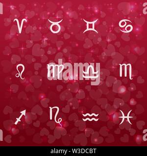 Sternzeichen eingestellt. Astrologische Kompatibilität Horoskop. Vector Illustration Stock Vektor