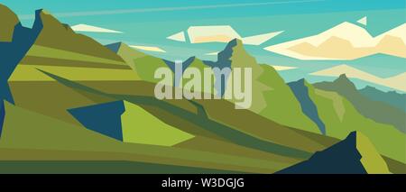 Moderne Landschaft Hintergrund Berggipfel. Vector Illustration. Stock Vektor