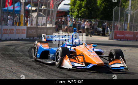 Toronto, Kanada. 14. Juli, 2019. Chip Ganassi Racing Fahrer Scott Dixon von Neuseeland Rennen während der 2019 Honda Indy Toronto der NTT IndyCar Series auf dem Platz in Toronto, Kanada, 14. Juli 2019. Credit: Zou Zheng/Xinhua/Alamy leben Nachrichten Stockfoto