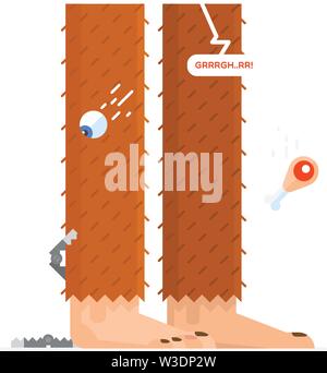Big Foot. Isoliertes Objekt auf weißem Hintergrund. Vector Illustration Design. Zeichen Design. Stock Vektor