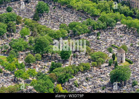 Luftaufnahme der Friedhof Montparnasse in Paris Frankreich Stockfoto