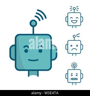 Der Roboter Gesicht Symbole. Verschiedene Ausdrücke Stock Vektor