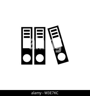 Ringbücher, Archiv Ordner. Flache Vektor Icon Abbildung. Einfach schwarzes Symbol auf weißem Hintergrund. Ringbücher, Archivmappen sign Design templ Stock Vektor