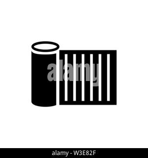 Papier oder Gewebe Rollen. Flache Vektor Icon Abbildung. Einfach schwarzes Symbol auf weißem Hintergrund. Papier oder Gewebe Roll sign Design templat Stock Vektor