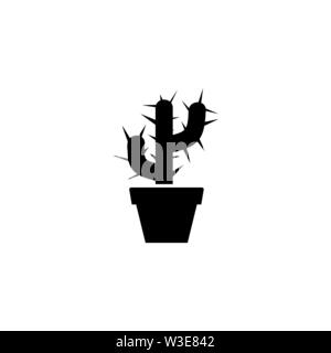 Kaktus im Blumentopf. Flache Vektor Icon Abbildung. Einfach schwarzes Symbol auf weißem Hintergrund. Kaktus im Blumentopf sign Design Template für Web und Mo Stock Vektor