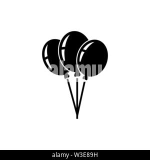 Party Helium Luftballons. Flache Vektor Icon Abbildung. Einfach schwarzes Symbol auf weißem Hintergrund. Party Helium Luftballons sign Design Template für Web- und Stock Vektor