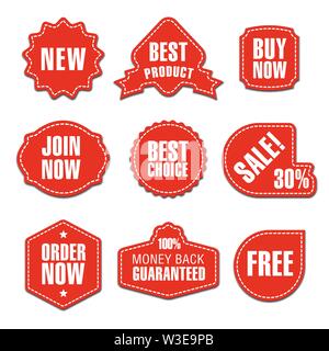 Satz von unterschiedlichen flat Werbung und Promotion badges, Sticker und Banner Stock Vektor