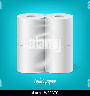 Realistische verpackt Toilettenpapierrollen isoliert Vektor Stock Vektor