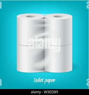 Realistische verpackt Toilettenpapierrollen isoliert Vektor Stock Vektor
