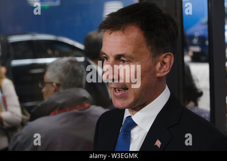 Brüssel, Belgien, 15. Juli 2019. Der britische Außenminister Jeremy Hunt nimmt in einer Europäischen Union Rat für Auswärtige Angelegenheiten treffen. Credit: ALEXANDROS MICHAILIDIS/Alamy leben Nachrichten Stockfoto