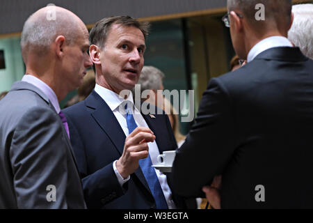 Brüssel, Belgien, 15. Juli 2019. Der britische Außenminister Jeremy Hunt nimmt in einer Europäischen Union Rat für Auswärtige Angelegenheiten treffen. Credit: ALEXANDROS MICHAILIDIS/Alamy leben Nachrichten Stockfoto