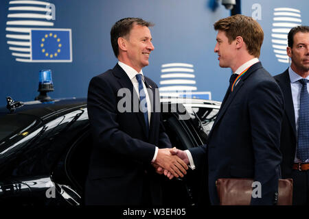 Brüssel, Belgien, 15. Juli 2019. Der britische Außenminister Jeremy Hunt nimmt in einer Europäischen Union Rat für Auswärtige Angelegenheiten treffen. Credit: ALEXANDROS MICHAILIDIS/Alamy leben Nachrichten Stockfoto