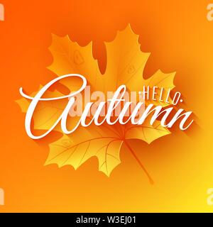 Herbst Hintergrund. Schönen Text mit Maple Leaf. Saisonale Hintergrund für Ihr Design. Vector Illustration. EPS 10. Stock Vektor