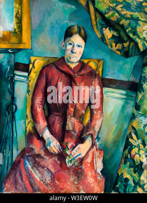Paul Cézanne, Madame Cezanne im roten Kleid, Portrait Malerei, 1888-1890 Stockfoto