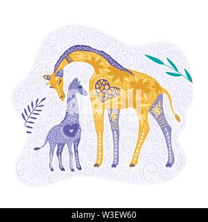 Cartoon giraffe Vektor flachbild Abbildung Stock Vektor