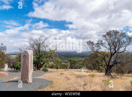 Blick über das Barossa Valley Weinbaugebiet von Mengler Hill Lookout, Bethany, South Australia, Australien Stockfoto