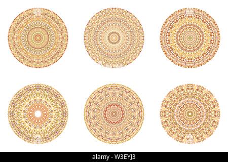 Runde round Flower ornament Mandala set-abstrakten geometrischen Ornamenten verzierten Vektorgrafik Stock Vektor