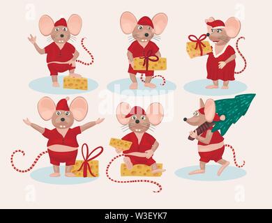 Weihnachten vektor Maus. Cartoon Illustration. Stock Vektor