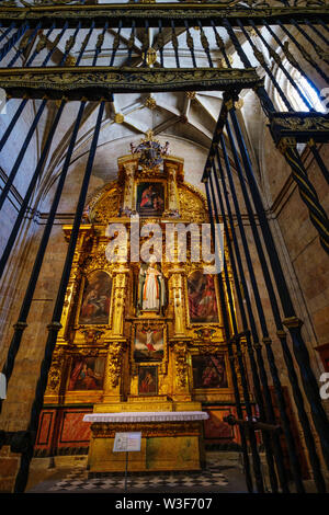 San Blas Kapelle. Spätgotischen Architektur Stil, die Kathedrale Santa Iglesia Catedral de Nuestra Señora de la Asunción y de San Frutos, Segovia City. Cast Stockfoto