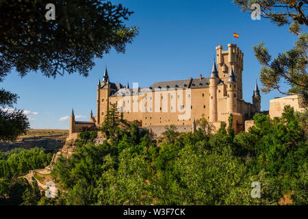 Alcazar, Fortaleza de los Reyes de Castilla y Real Colegio de Artillería. UNESCO-Weltkulturerbe. Segovia City. Castilla León, Spanien Europa Stockfoto