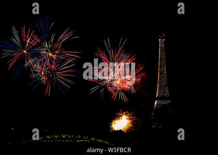 2019 Bastille Day Feuerwerk in Paris Stockfoto