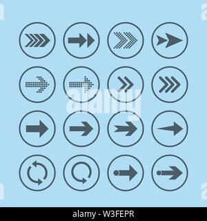 Symbol Pfeil einstellen. Vector Illustration, flache Bauform. Stock Vektor
