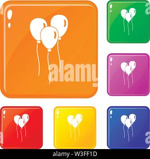 Luftballons Icons Set Vector Farbe Stock Vektor