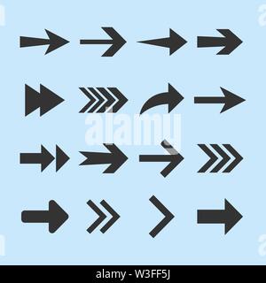 Symbol Pfeil einstellen. Vector Illustration, flache Bauform. Stock Vektor