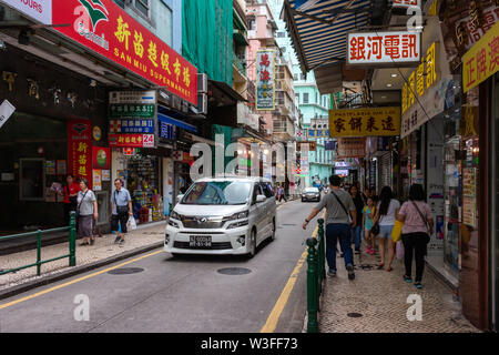 Blick auf Downtown street in Macau Stockfoto