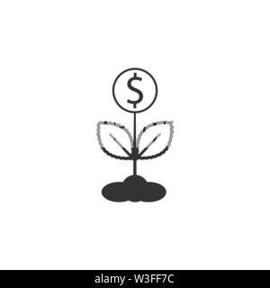 Pflanze, Dollar, Symbol. Vector Illustration, flache Bauform. Stock Vektor